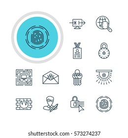Vector Illustration Of 12 Data Icons. Editable Pack Of Key Collection, Camera, System Security And Other Elements.