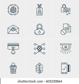 Vector Illustration Of 12 Data Icons. Editable Pack Of Safe Storage, Data Error, Easy Payment And Other Elements.