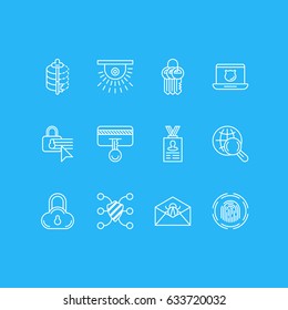 Vector Illustration Of 12 Data Icons. Editable Pack Of Confidentiality Options, Account Data, Key Collection And Other Elements.