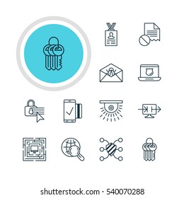 Vector Illustration Of 12 Data Protection Icons. Editable Pack Of Safeguard, Data Security, Account Data And Other Elements.