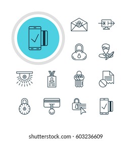 Vector Illustration Of 12 Data Protection Icons. Editable Pack Of Camera, Easy Payment, Copyright And Other Elements.