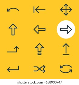 Vector Illustration Of 12 Direction Icons. Editable Pack Of Direction, Shrift, Submit And Other Elements.