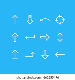 Vector Illustration Of 12 Direction Icons. Editable Pack Of Up, Undo, Raise And Other Elements.