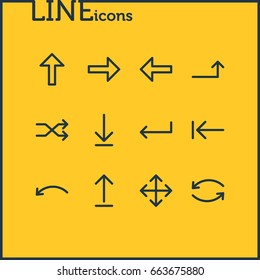 Vector Illustration Of 12 Direction Icons. Editable Pack Of Loading, Right, Turn And Other Elements.