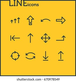 Vector Illustration Of 12 Direction Icons. Editable Pack Of Loading, Tab, Circle And Other Elements.