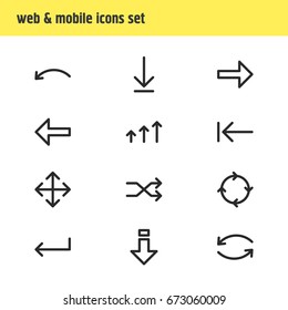 Vector Illustration Of 12 Direction Icons. Editable Pack Of Right, Direction, Loading And Other Elements.