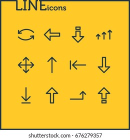 Vector Illustration Of 12 Direction Icons. Editable Pack Of Download, Loading, Tab And Other Elements.