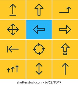 Vector Illustration Of 12 Direction Icons. Editable Pack Of Increase, Raise, Up And Other Elements.