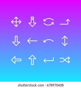 Vector Illustration Of 12 Direction Icons. Editable Pack Of Undo, Raise, Update And Other Elements.