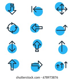 Vector Illustration Of 12 Direction Icons. Editable Pack Of Exchange, Widen, Tab And Other Elements.