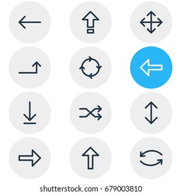 Vector Illustration Of 12 Direction Icons. Editable Pack Of Shrift , Randomize, Update Elements.