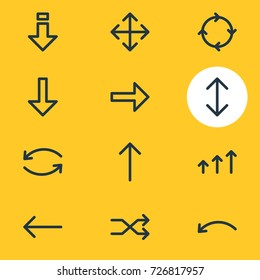 Vector Illustration Of 12 Direction Icons. Editable Pack Of Download, Undo, Circle And Other Elements.