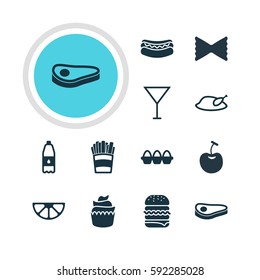 Vector Illustration Of 12 Dish Icons. Editable Pack Of Lime, Egg Container, Berry Type And Other Elements.