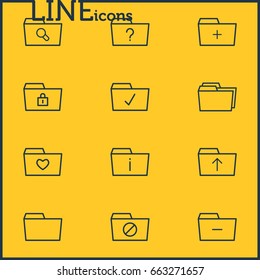 Vector Illustration Of 12 Document Icons. Editable Pack Of Document Case, Minus, Question And Other Elements.