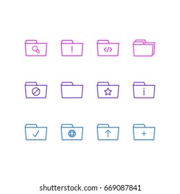 Vector Illustration Of 12 Document Icons. Editable Pack Of Done, Information, Magnifier And Other Elements.