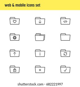 Vector Illustration Of 12 Document Icons. Editable Pack Of Script, Submit, Information And Other Elements.