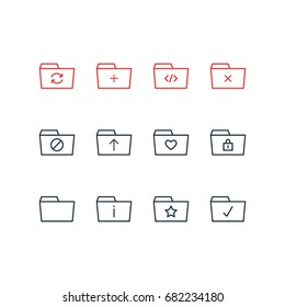 Vector Illustration Of 12 Document Icons. Editable Pack Of Information, Recovery, Closed And Other Elements.