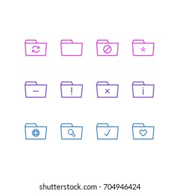 Vector Illustration Of 12 Document Icons. Editable Pack Of Information, Remove, Locked And Other Elements.