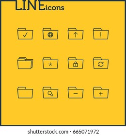 Vector Illustration Of 12 Dossier Icons. Editable Pack Of Submit, Significant, Dossier And Other Elements.