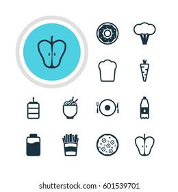 Vector Illustration Of 12 Eating Icons. Editable Pack Of Cotton, Loaf, Pastry And Other Elements.