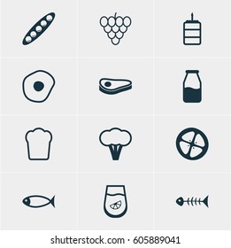 Vector Illustration Of 12 Eating Icons. Editable Pack Of Bean, Juice, Loaf And Other Elements.