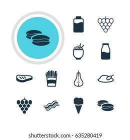 Vector Illustration Of 12 Eating Icons. Editable Pack Of Ham, Potato, Duchess And Other Elements.