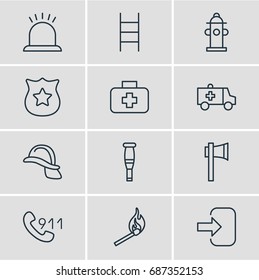 Vector Illustration Of 12 Extra Icons. Editable Pack Of First-Aid, Spike, Badge And Other Elements.
