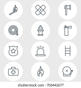 Vector Illustration Of 12 Extra Icons. Editable Pack Of Water, Siren, Ax And Other Elements.
