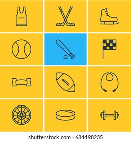 Vector Illustration Of 12 Fitness Icons. Editable Pack Of Ice Boot, T-Shirt, Tennis And Other Elements.