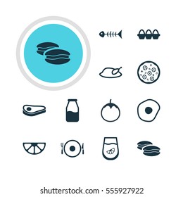 Vector Illustration Of 12 Food Icons. Editable Pack Of Juice, Grill, Lime And Other Elements.