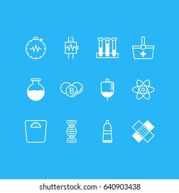 Vector Illustration Of 12 Health Icons. Editable Pack Of Tube, Pressure Gauge, Basket And Other Elements.