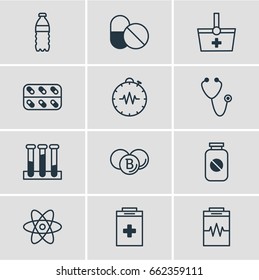 Vector Illustration Of 12 Health Icons. Editable Pack Of Medicine, Pulse, Treatment And Other Elements.