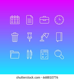 Vector Illustration Of 12 Instruments Icons. Editable Pack Of Zoom, Folder, Watch And Other Elements.