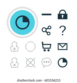 Vector Illustration Of 12 Interface Icons. Editable Pack Of Stopwatch, Register Account, Cancel And Other Elements.