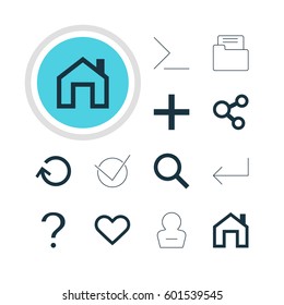 Vector Illustration Of 12 Interface Icons. Editable Pack Of Yes, Remove User, Seek And Other Elements.