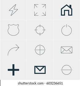 Vector Illustration Of 12 Interface Icons. Editable Pack Of Envelope, Share, Letter And Other Elements.