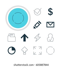 Vector Illustration Of 12 Interface Icons. Editable Pack Of Money Making, Top, Wide Monitor And Other Elements.