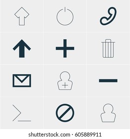 Vector Illustration Of 12 Interface Icons. Editable Pack Of Access Denied, Top, Avatar And Other Elements.