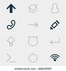 Vector Illustration Of 12 Interface Icons. Editable Pack Of Guard, Startup, Yes And Other Elements.