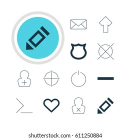 Vector Illustration Of 12 Interface Icons. Editable Pack Of Startup, Emotion, Pen And Other Elements.