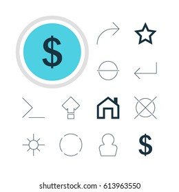 Vector Illustration Of 12 Interface Icons. Editable Pack Of Asterisk, Repeat, Accsess And Other Elements.