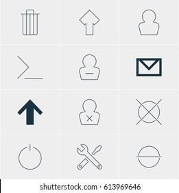 Vector Illustration Of 12 Interface Icons. Editable Pack Of Startup, Remove, Avatar And Other Elements.