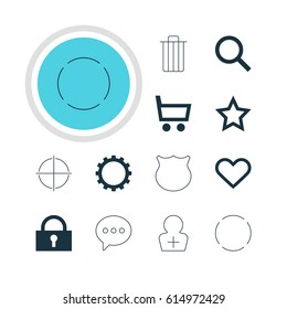 Vector Illustration Of 12 Interface Icons. Editable Pack Of Seek, Asterisk, Wheelbarrow And Other Elements.