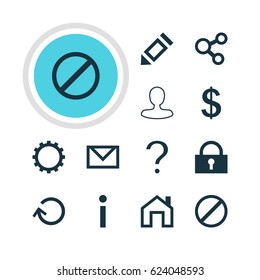 Vector Illustration Of 12 Interface Icons. Editable Pack Of Publish, Pen, Renovate And Other Elements.