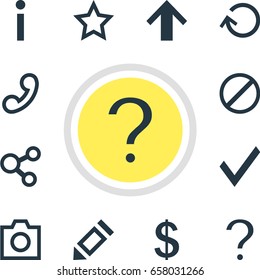 Vector Illustration Of 12 Interface Icons. Editable Pack Of Top , Handset, Snapshot Elements.