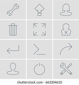 Vector Illustration Of 12 Interface Icons. Editable Pack Of Share, Switch Off, Man Member And Other Elements.