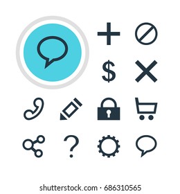 Vector Illustration Of 12 Interface Icons. Editable Pack Of Wheelbarrow, Cogwheel, Wrong And Other Elements.