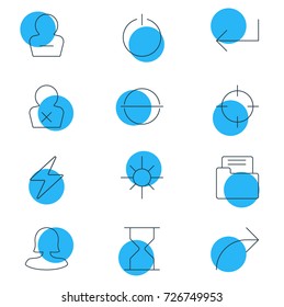 Vector Illustration Of 12 Interface Icons. Editable Pack Of Screen Capture, Hourglass, Share And Other Elements.