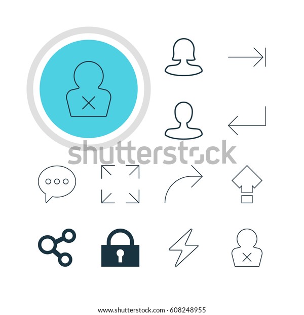 Vector\
Illustration Of 12 Interface Icons. Editable Pack Of Man Member,\
Tabulation Button, Female User And Other\
Elements.