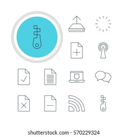 Vector Illustration Of 12 Internet Icons. Editable Pack Of Checked Note, Fastener, Delete Data And Other Elements.